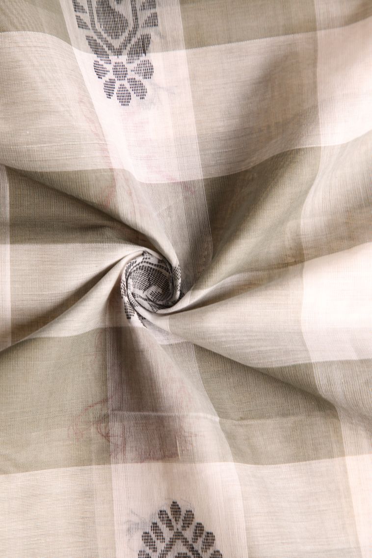 Cotton White Pure Handloom Kovai Cotton with Without Zari Zari Checks view 4