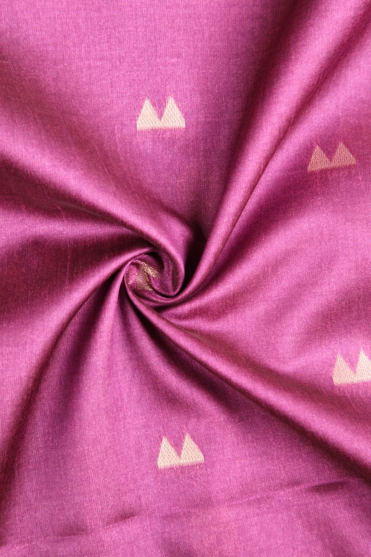 Magenta Purple Tussar Saree with Gold And Silver Zari Geometric Shapes view 4