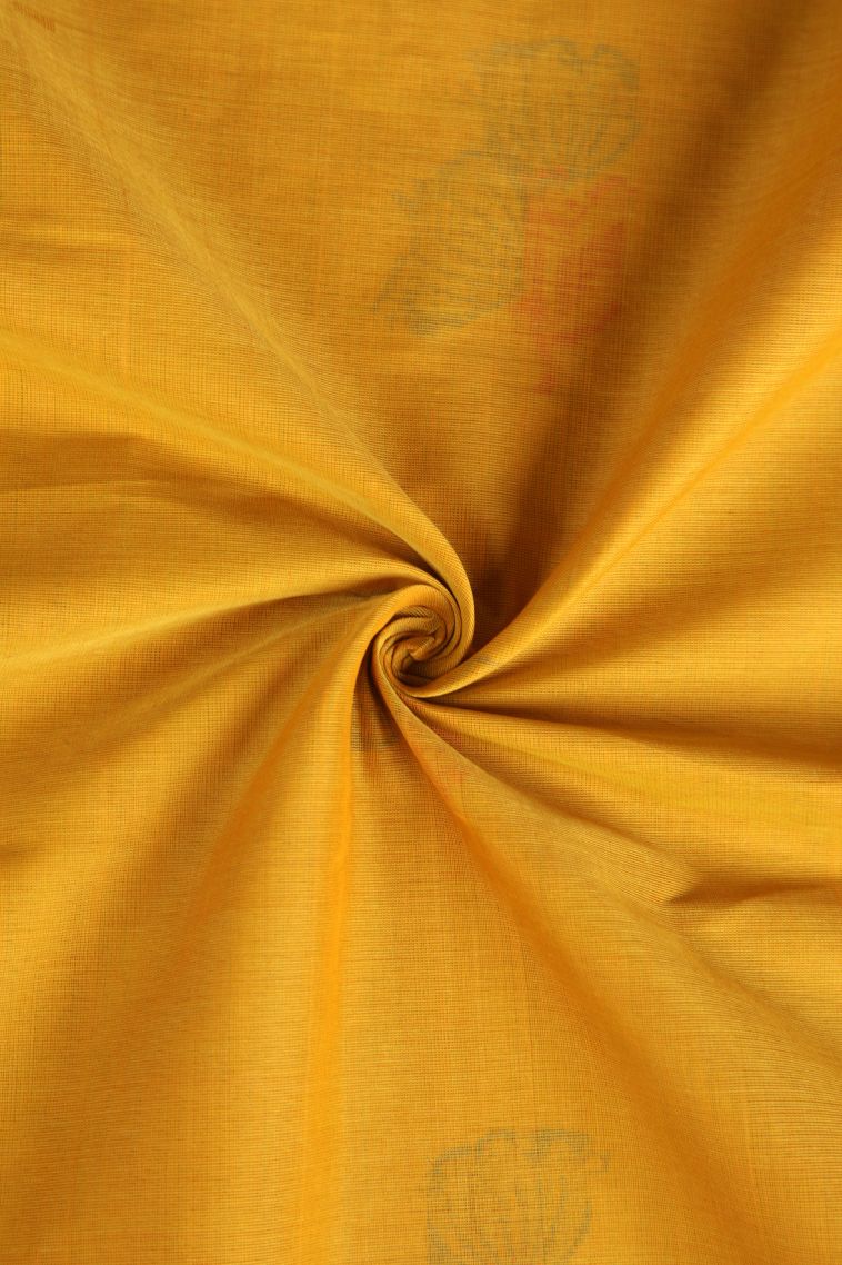 Macaroon Yellow Pure Handloom Kovai Cotton with Without Zari Zari Floral Patterns view 4