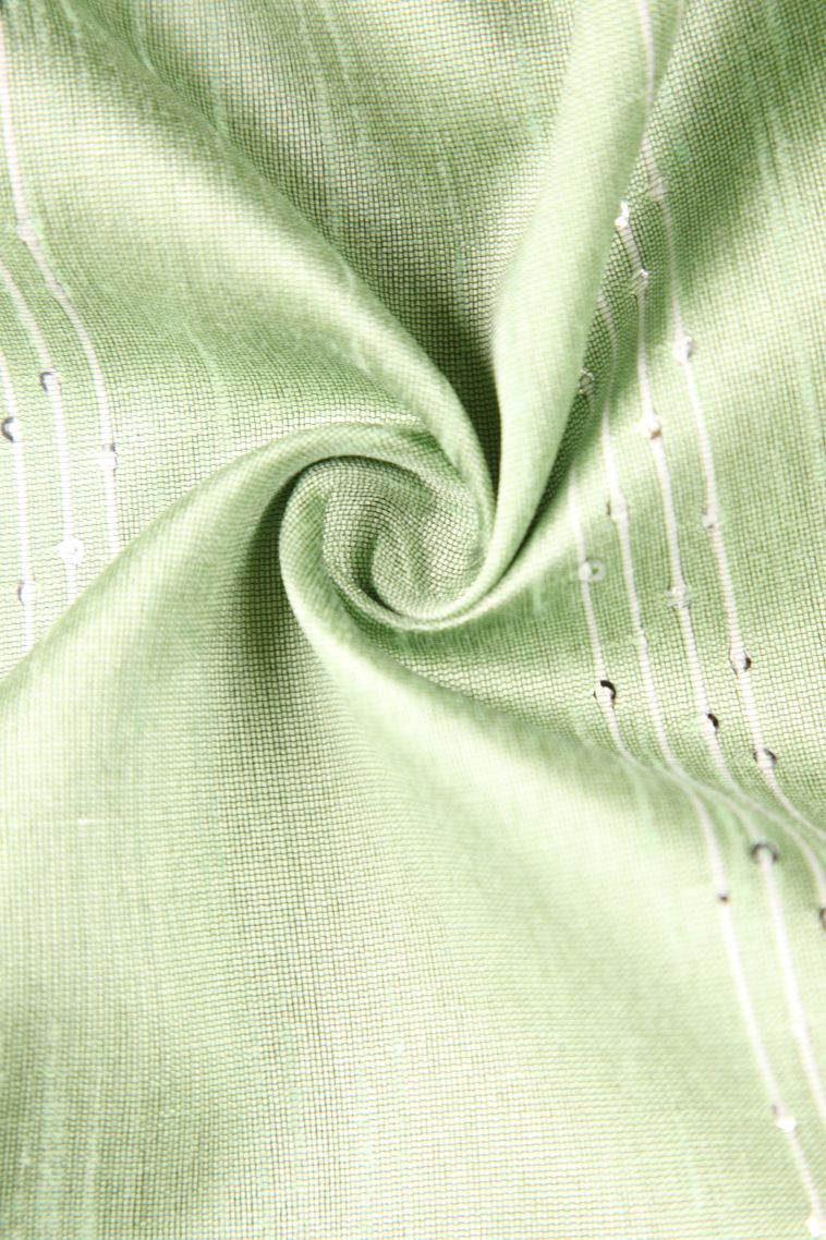 Pistachio Green Jute Sarees with Thread Zari Thred Weaving view 4