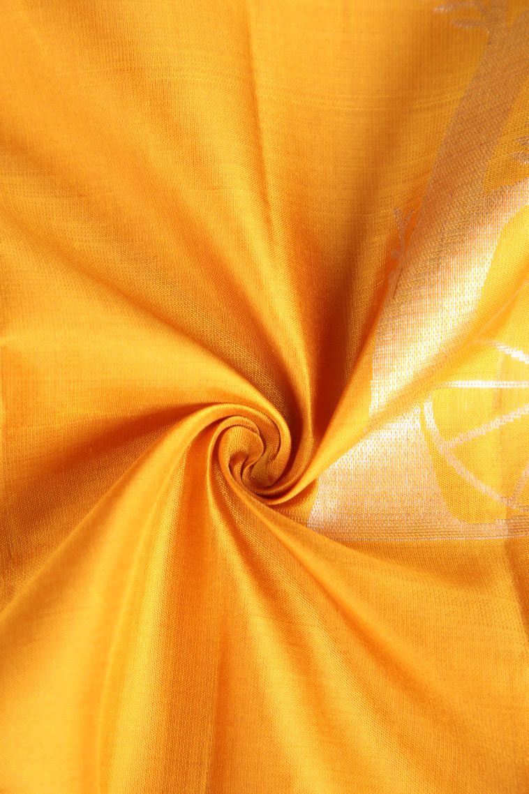 Merigold Orange Soft Silk Saree with Gold Zari Jacquard view 4