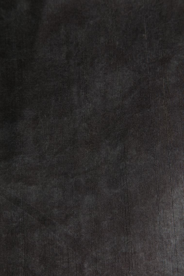 Ebony Black Semi Tussar Silk with Gold Zari Floral Patterns view 3