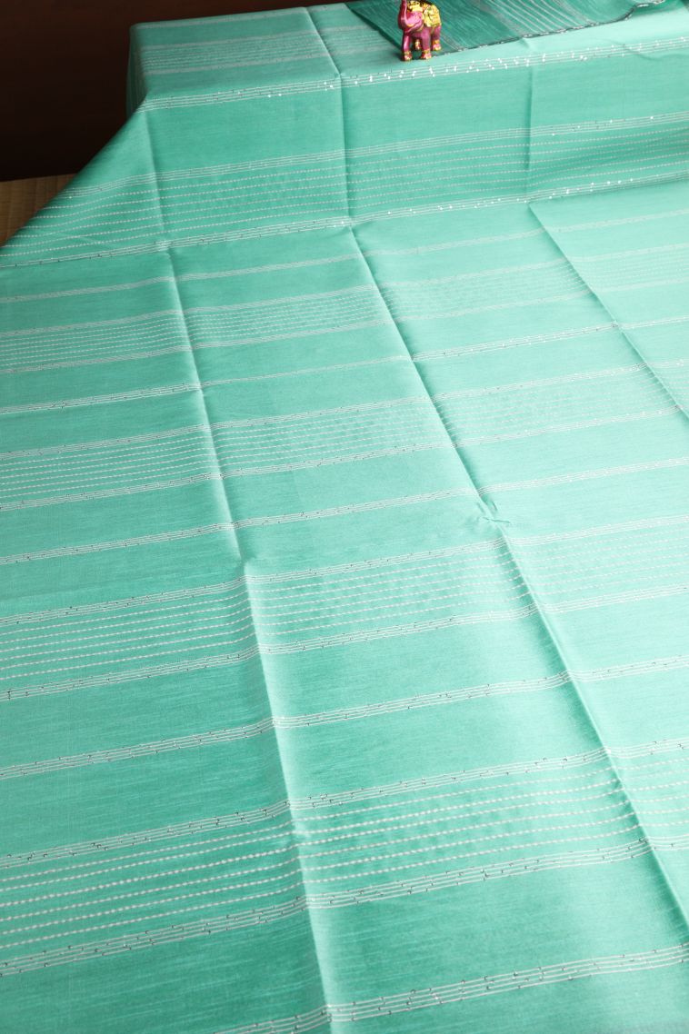 Sky Blue Jute Sarees with Thread Zari Thred Weaving view 2