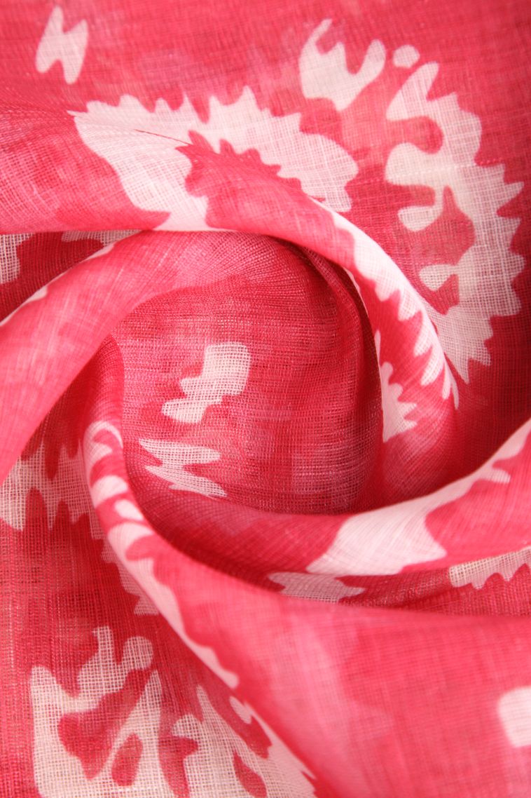 Strawberry Pink Linen Saree with Without Zari Zari Pathik Motifs view 4