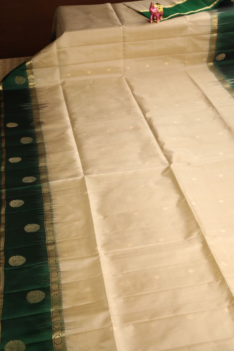 Cookie Yellow Soft Silk Saree with Gold Zari Buttis (small Dots Or Motifs) view 2