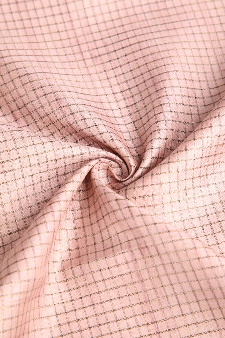 Salmon Pink Semi Tussar Silk with Gold Zari Leaf Pattern view 4