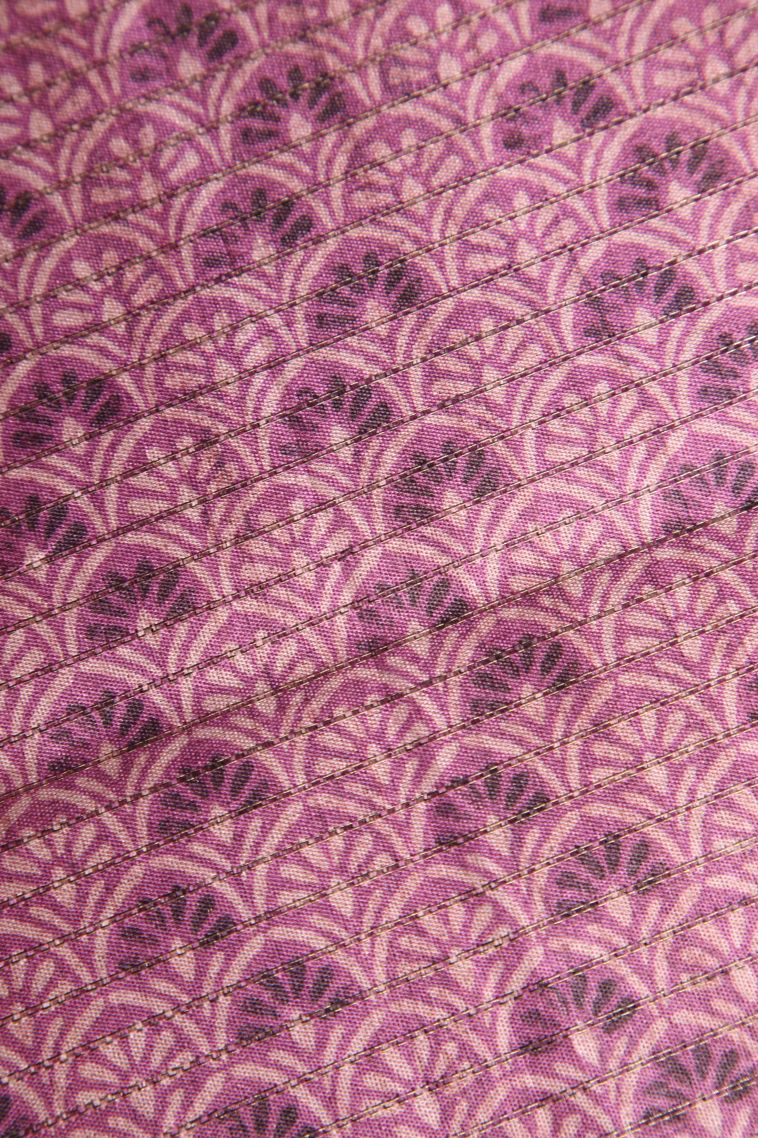 Salmon Pink Semi Tussar Silk with Gold Zari Leaf Pattern view 3