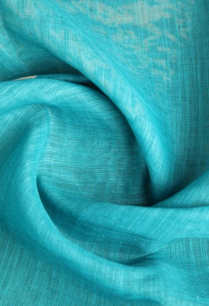 Sky Blue Linen Saree with Without Zari Zari Circle Mottif