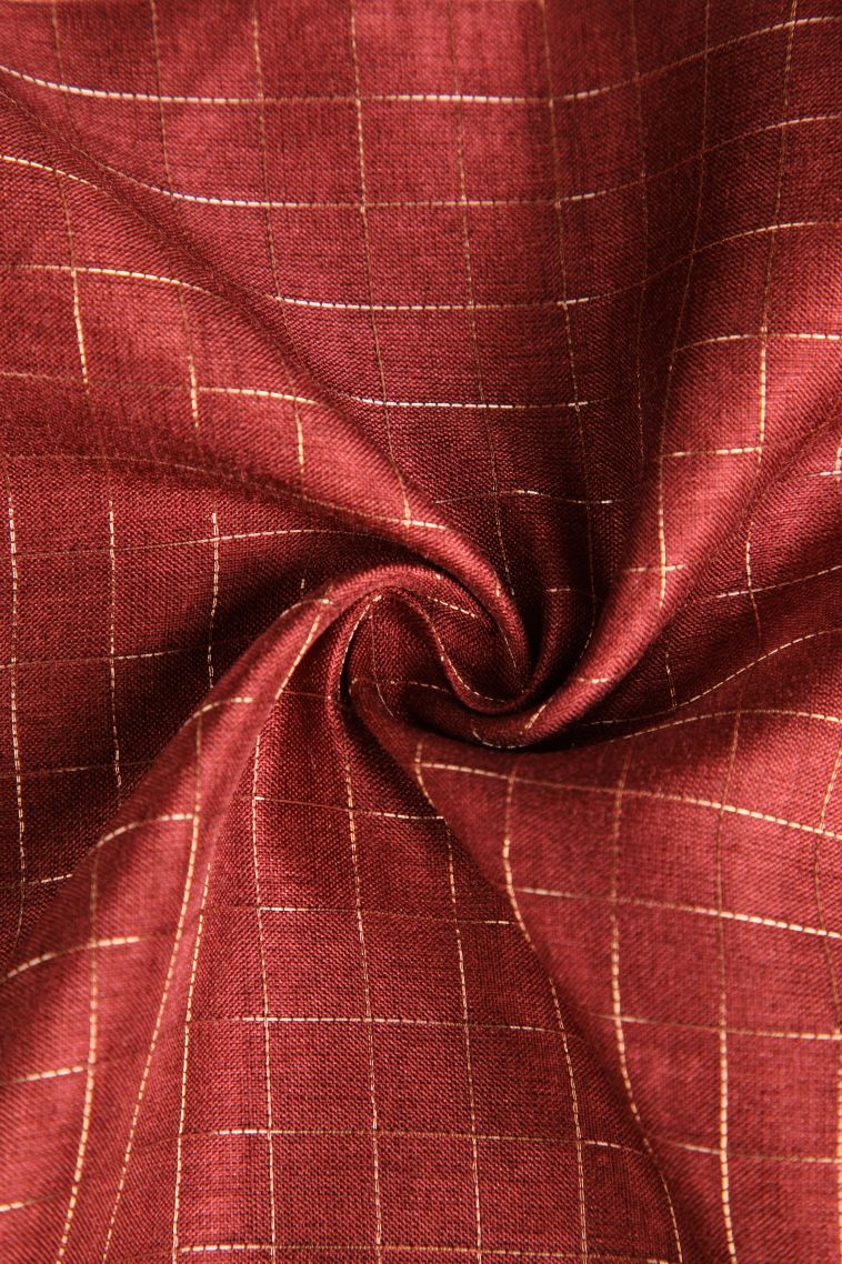 Apple Red Jute Sarees with Gold Zari Checks view 4