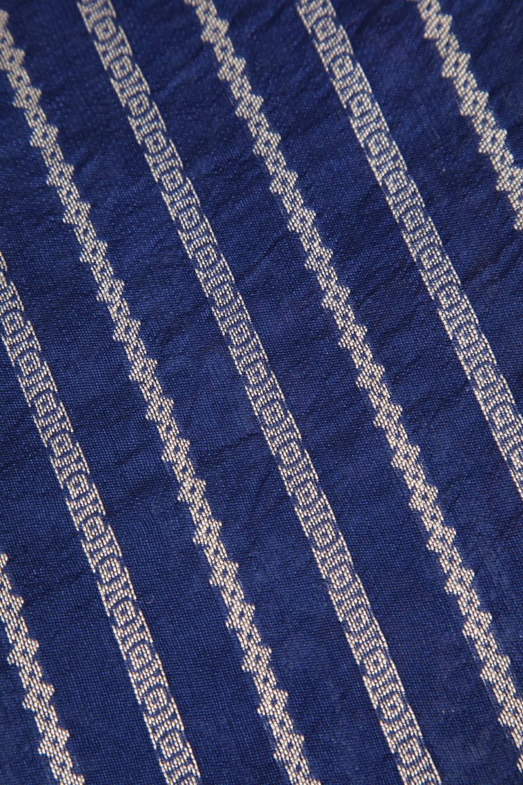 Lapis Blue Banaras Sarees with Without Zari Zari Birds And Floral Pattern view 3