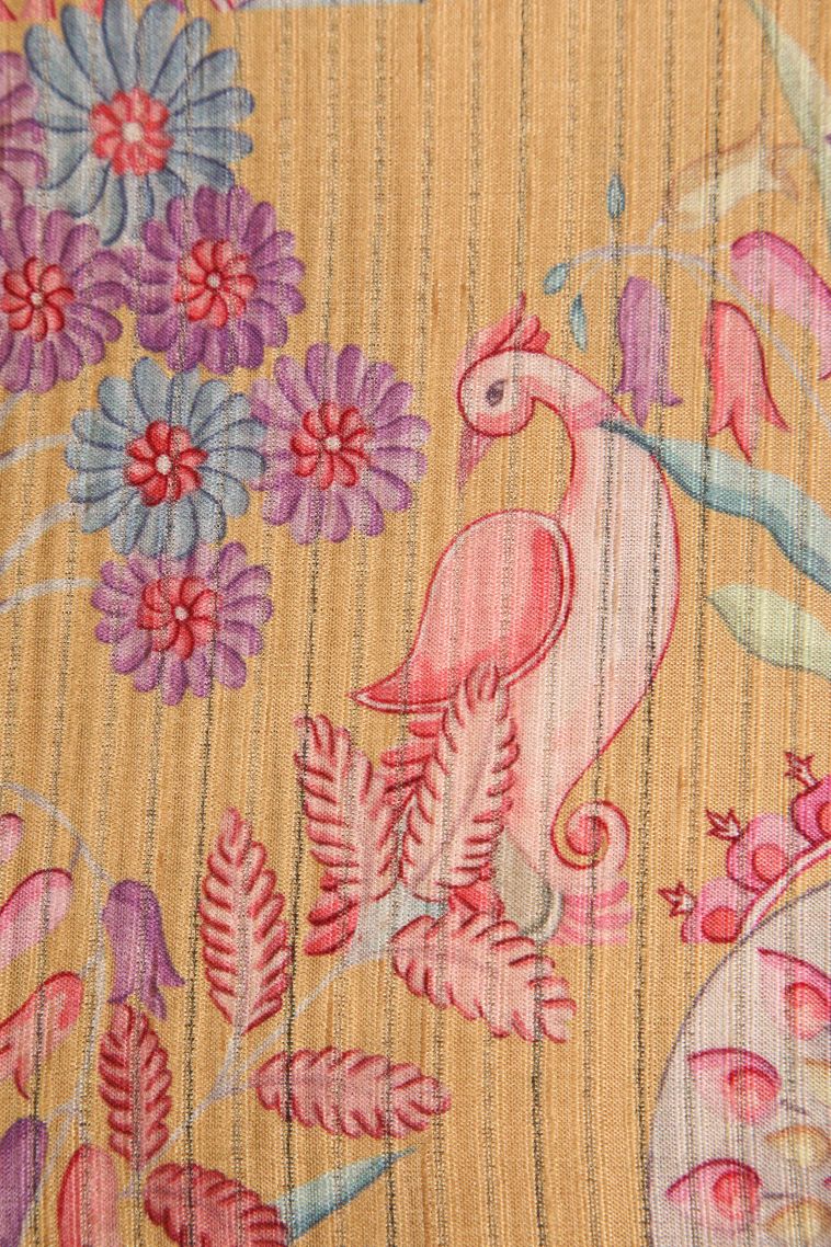 Vanilla Custard Yellow Semi Tussar Silk with Without Zari Zari Floral Patterns view 3