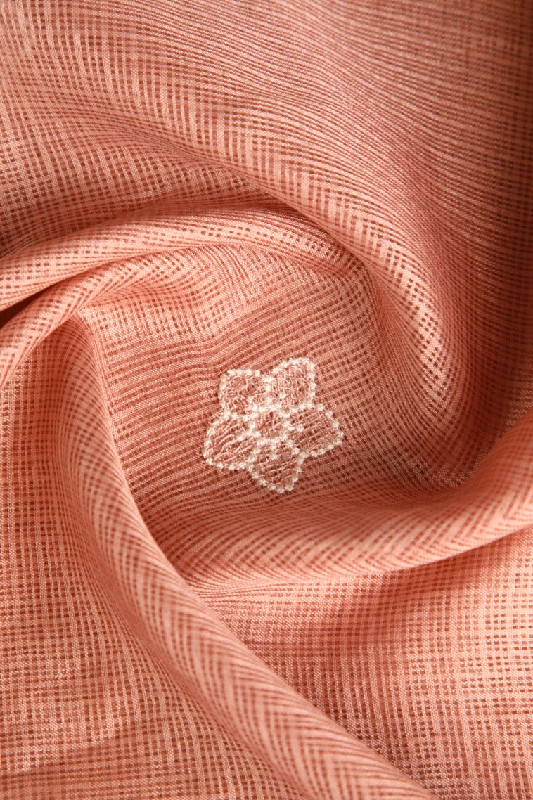 Cantaloupe Orange Manipuri Cotton Sarees with Without Zari Zari Floral Puttas view 4