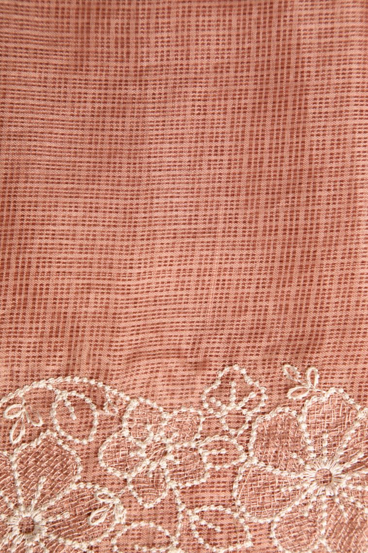 Cantaloupe Orange Manipuri Cotton Sarees with Without Zari Zari Floral Puttas view 3