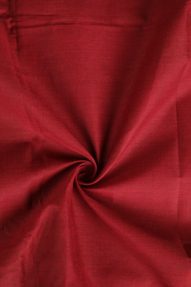 Crimson Red Chettinad Cotton Sarees with Gold Zari Plain With Border view 4