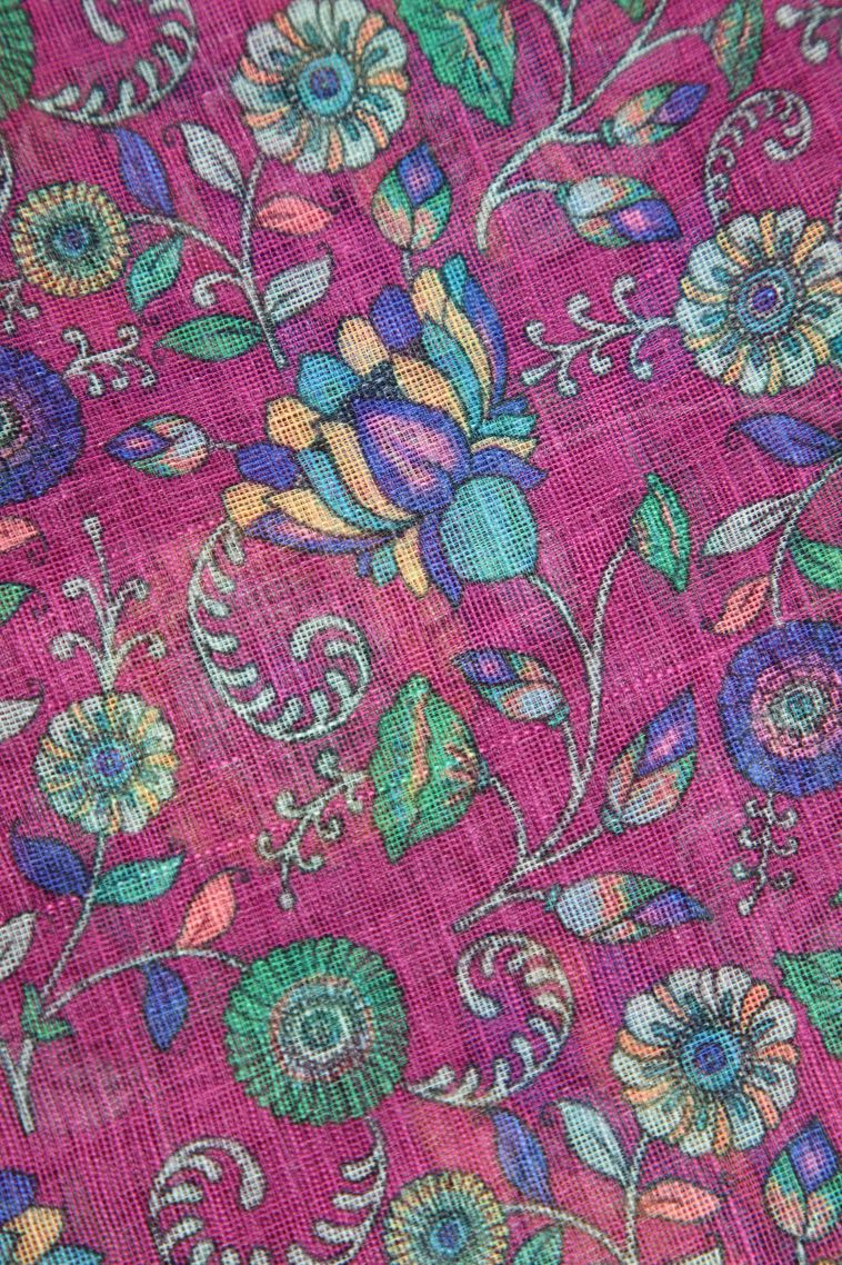 Bubblegum Pink Linen Saree with Without Zari Zari Pathik Motifs view 3
