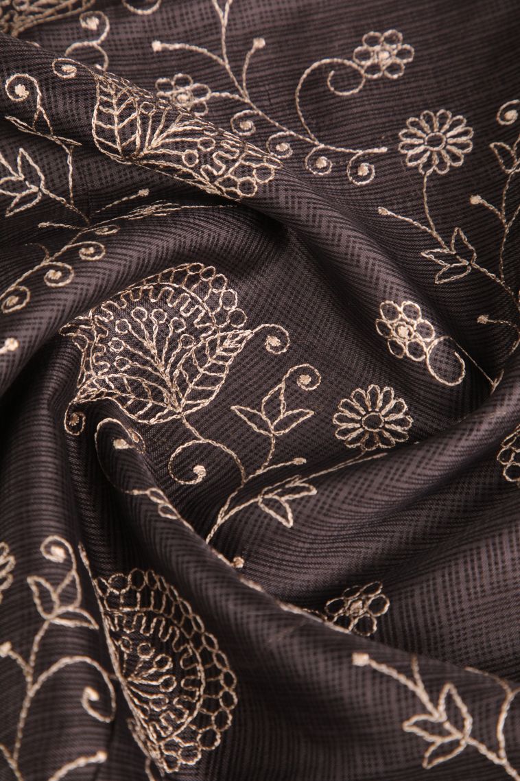 Penny Brown Manipuri Cotton Sarees with Without Zari Zari Floral Patterns view 4