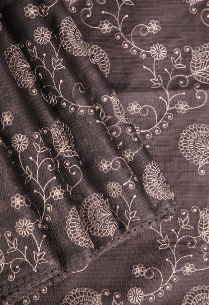 Penny Brown Manipuri Cotton Sarees with Without Zari Zari Floral Patterns