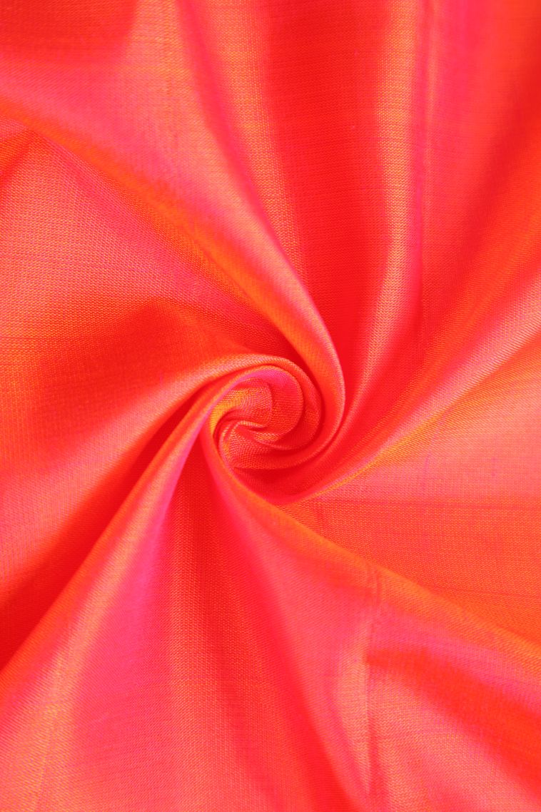 Strawberry Pink Soft Silk Saree with Gold Zari Circle Mottif view 4