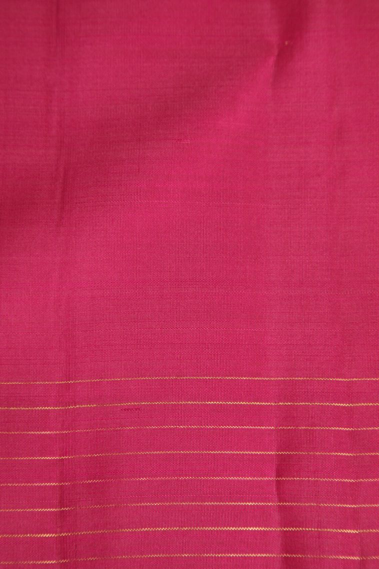 Punch Pink Kanchipuram Silk Sarees with Gold Zari Straipes And Puttas view 3