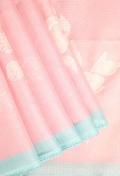 Lemonade Pink Manipuri Cotton Sarees with Without Zari Zari Embroidary