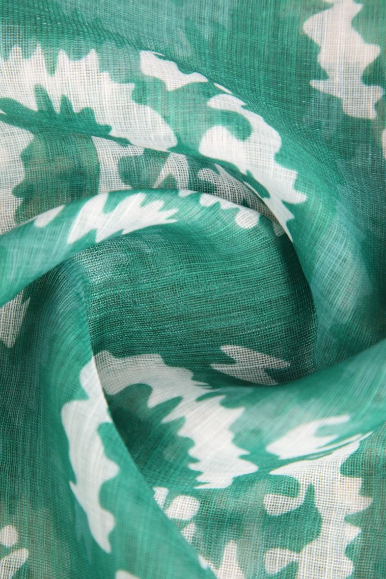 Seafoam Green Linen Saree with Without Zari Zari Pathik Motifs view 4