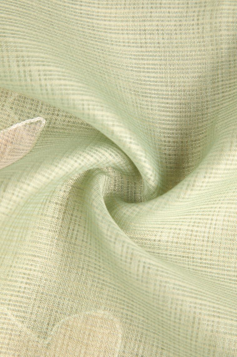 Pistachio Green Manipuri Cotton Sarees with Without Zari Zari Embroidary view 4