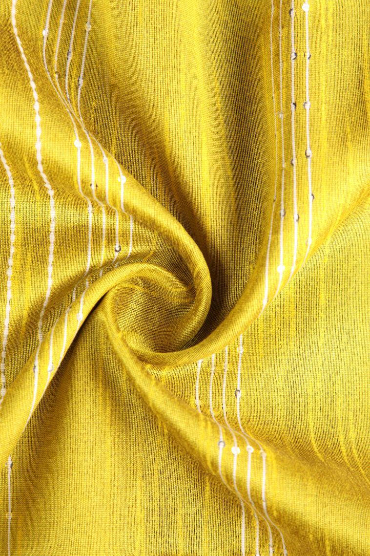 Lemon Yellow Jute Sarees with Thread Zari Thred Weaving view 4