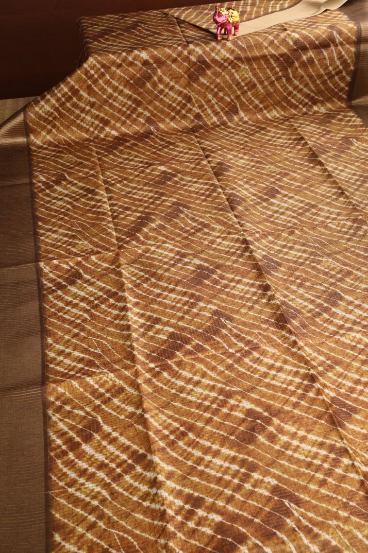 Macaroon Yellow Semi Tussar Silk with Gold Zari Pathik Motifs view 2