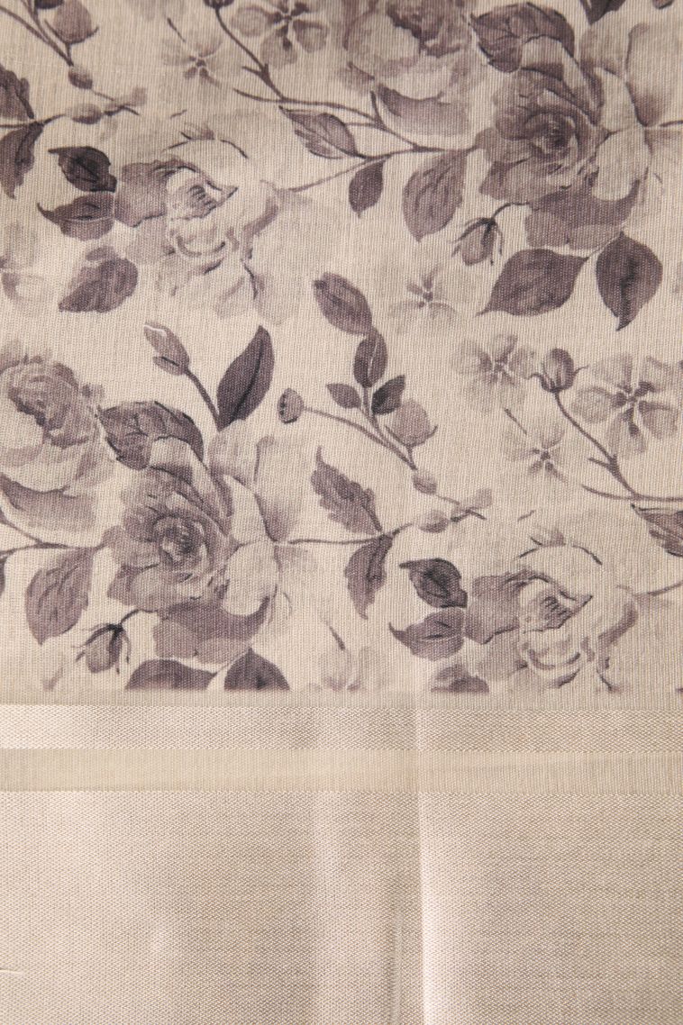 Chiffon White Jute Sarees with Silver Zari Plain view 3