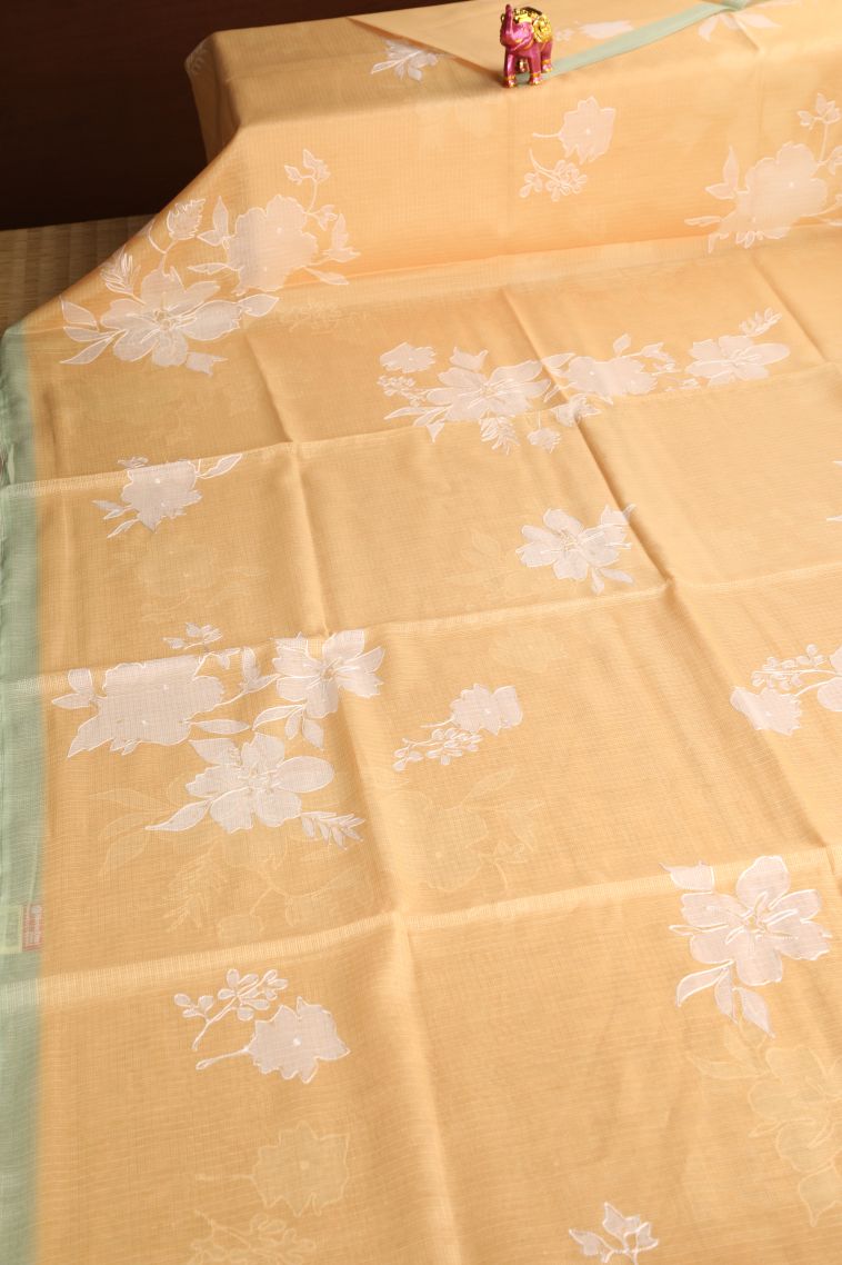 Sepia Yellow Manipuri Cotton Sarees with Without Zari Zari Embroidary view 2