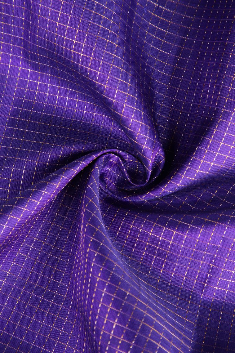 Viola Purple Kanchipuram Silk Sarees with Gold Zari Straipes And Puttas view 4