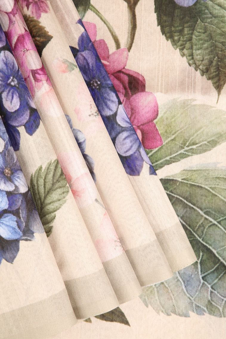 Vanilla Custard Yellow Semi Tussar Silk with Without Zari Zari Floral Patterns view 1
