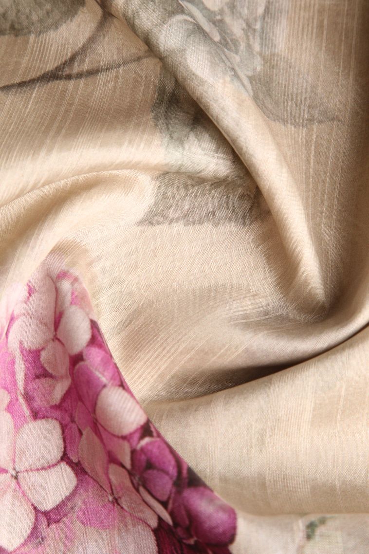 Vanilla Custard Yellow Semi Tussar Silk with Without Zari Zari Floral Patterns view 4