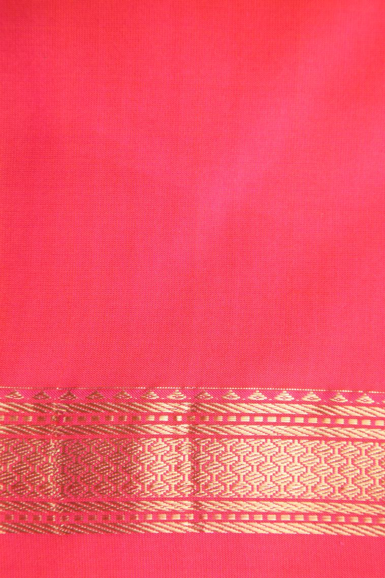 Pine Green Soft Silk Saree with Gold Zari Peacock And Rudhractam view 3