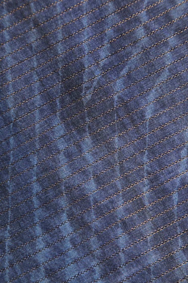 Daffane Blue Semi Tussar Silk with Gold Zari Pathik Motifs view 3