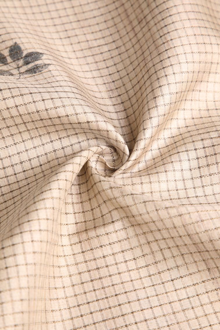 Vanilla Custard Yellow Semi Tussar Silk with Gold Zari Leaf Pattern view 4