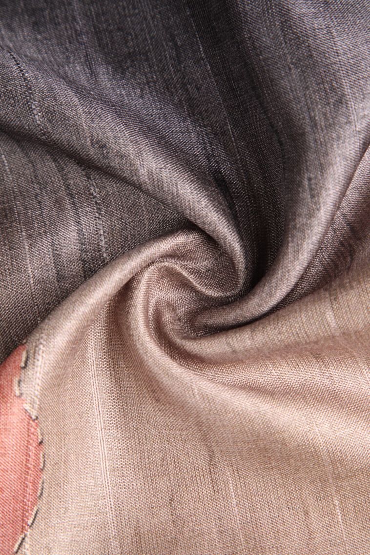 Vanilla Custard Yellow Semi Tussar Silk with Gold Zari Leaf Pattern view 4