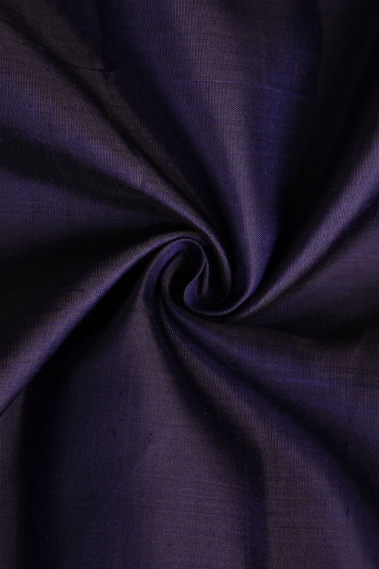 Berry Blue Kanchipuram Silk Sarees with Gold Zari Checks And Animal view 4