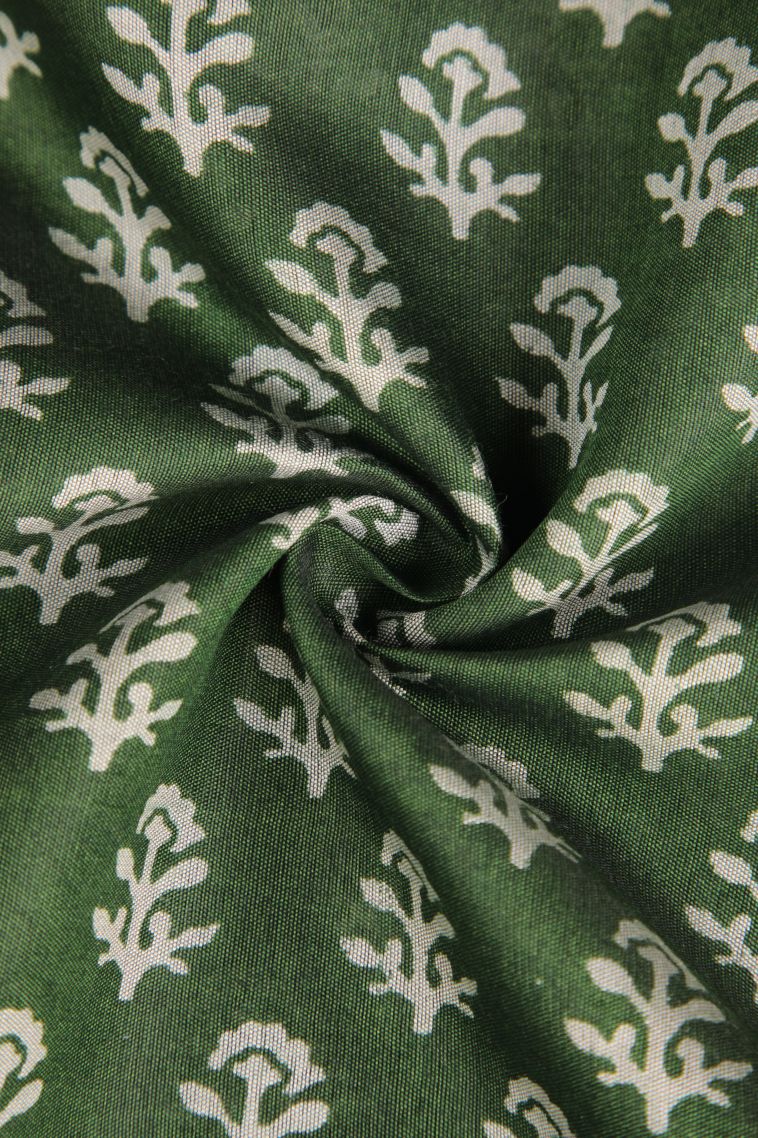 Juniper Green Maheswari Cotton Saree with Gold Zari Floral Patterns view 4