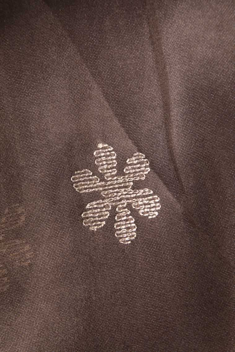 Caramel Brown Jute Sarees with Without Zari Zari Floral Patterns view 3