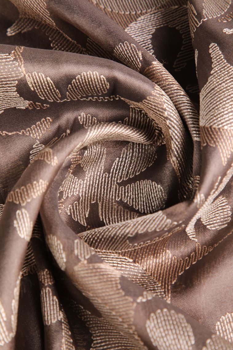 Caramel Brown Jute Sarees with Without Zari Zari Floral Patterns view 4