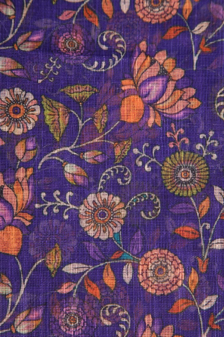 Viola Purple Linen Saree with Without Zari Zari Pathik Motifs view 3
