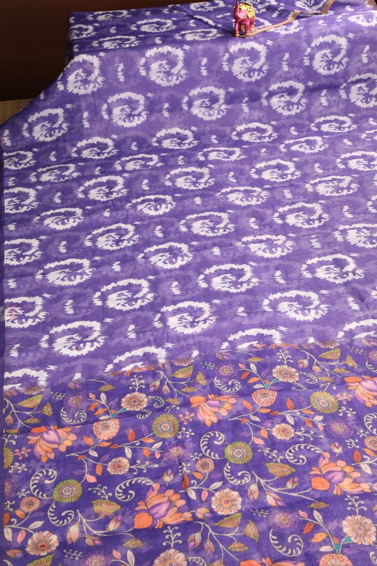 Viola Purple Linen Saree with Without Zari Zari Pathik Motifs view 2