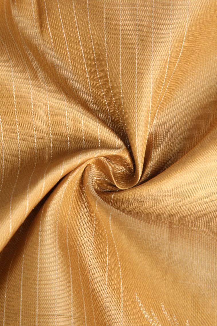Sepia Yellow Soft Silk Saree with Gold And Silver Zari Animal  Mottif view 4