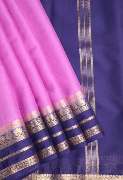 Taffy Pink Fancy Saree with Gold Zari Plain