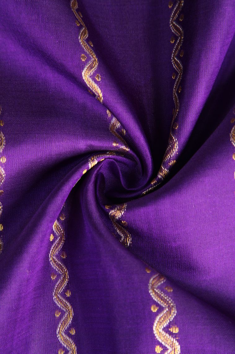 Viola Purple Kanchipuram Silk Sarees with Gold And Silver Zari Checks view 4