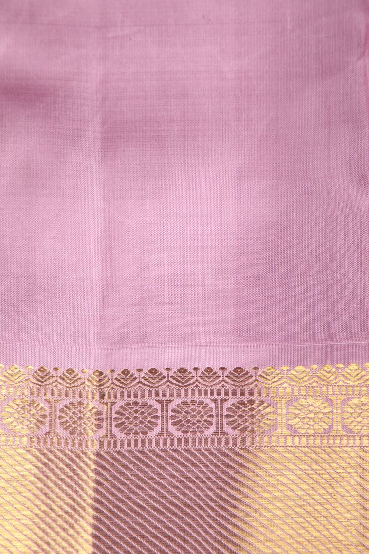 Viola Purple Kanchipuram Silk Sarees with Gold And Silver Zari Checks view 3