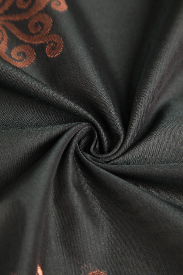 Bottle Green Silk Cotton Sarees with Copper Zari Kolam Pattern view 4