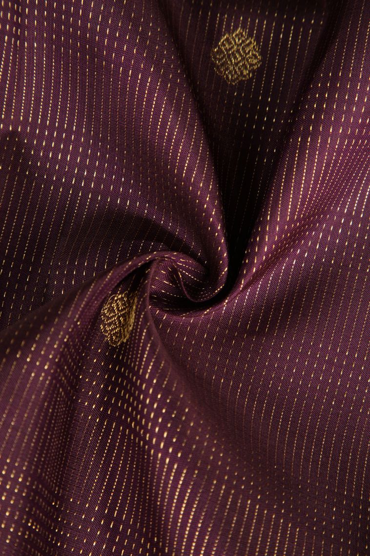 Plum Purple Kanchipuram Silk Sarees with Gold Zari Buttis (small Dots Or Motifs) view 4