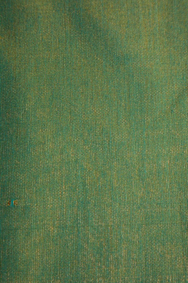Ocean Blue Silk Cotton Sarees with Silver Zari Floral Patterns view 3